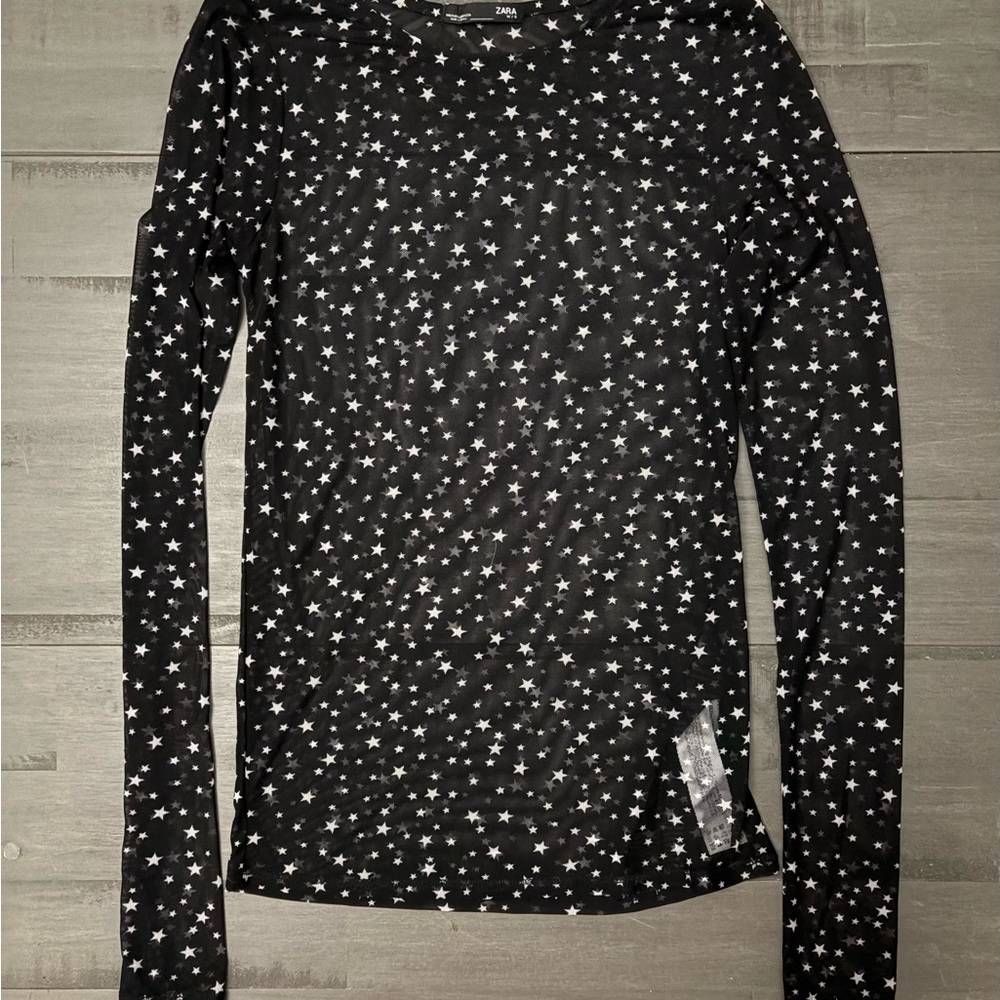 Zara Black Fitted Long Sleeve Tee